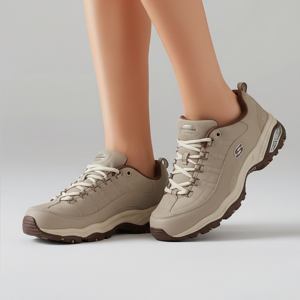 Skechers Women’s Size 7 Premium Leather Lace Up Athletic Sneakers Tan 11765